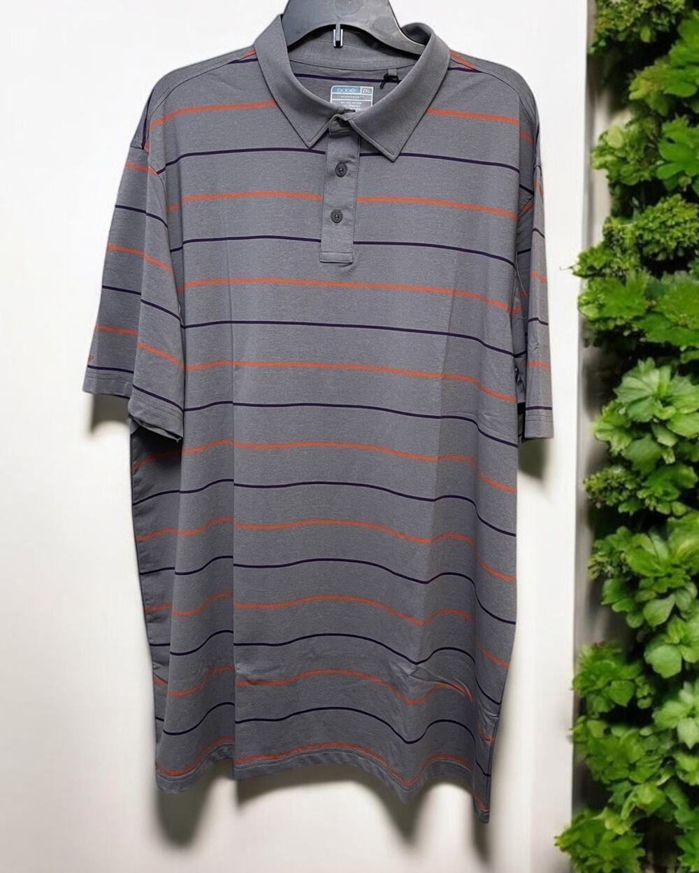 OOBE Gray Orange Striped Men's Size 3XL Polo Shirt New Short Sleeve Stretchy